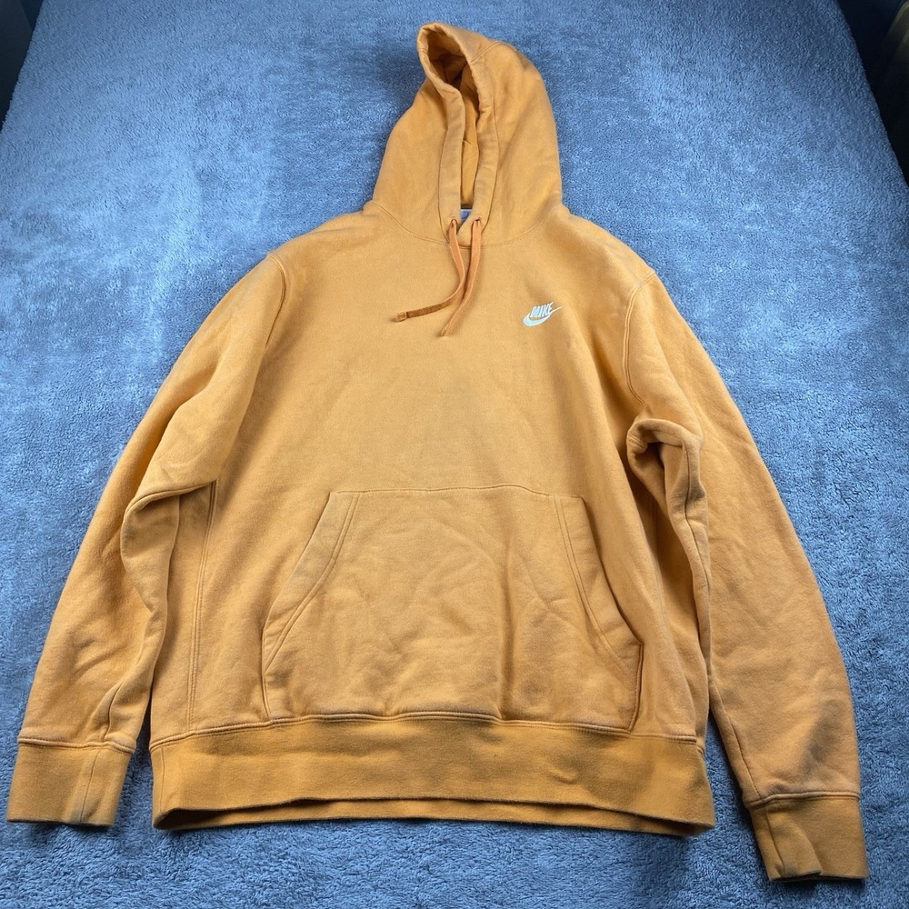 Nike Pullover Hoodie Sweatshirt Mens Large Orange Pocket Long Sleeve